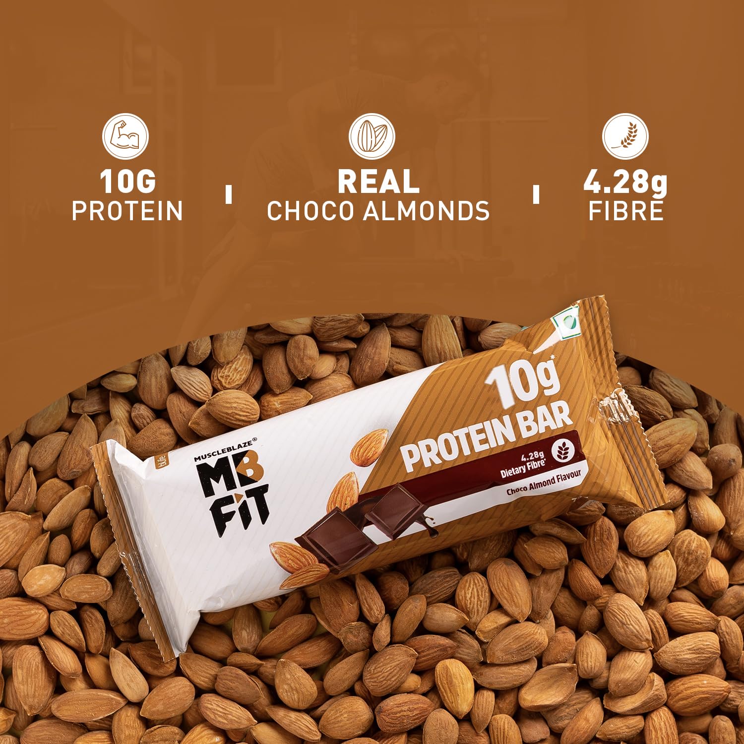 MuscleBlaze 10g Protein Bar, Choco Almond,Pack of 6 2