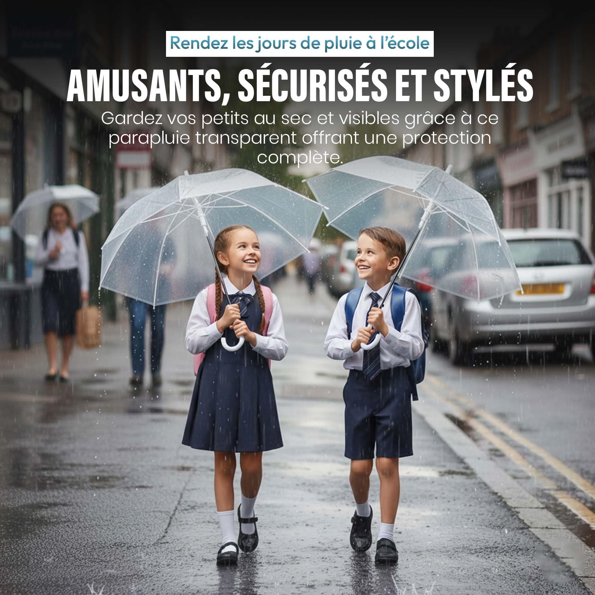 GOODS+GADGETS Parapluie transparent, parapluie blanc en bâton Parapluie élégant en transparent - The Fashion-Highlight