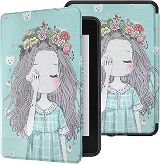 SwooK Classic Printed Magnetic Flip Cover case for All New Kindle Paperwhite 10th Gen Generation 2018 Released Kindle Flip Cover Case Shell (Flower Girl)-image-26
