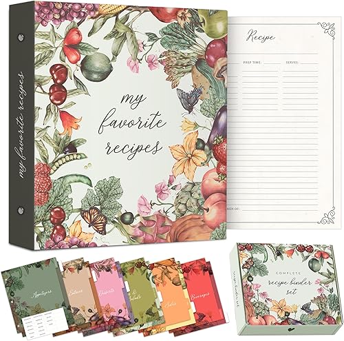 Libro de recetas para recetas propias para entretener y deleitar Carpeta de 3 anillos 8.5x11 página completa con fundas protectoras transparentes