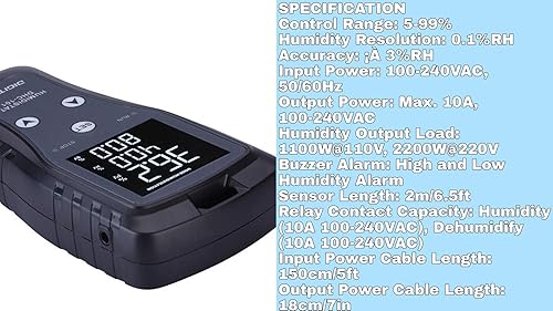 Miniatura 7 de DIGITEN Controlador digital de humedad humidistato precableado enchufe CA de etapa simple 110V -240V con sensor de humedad de alta precisión para
