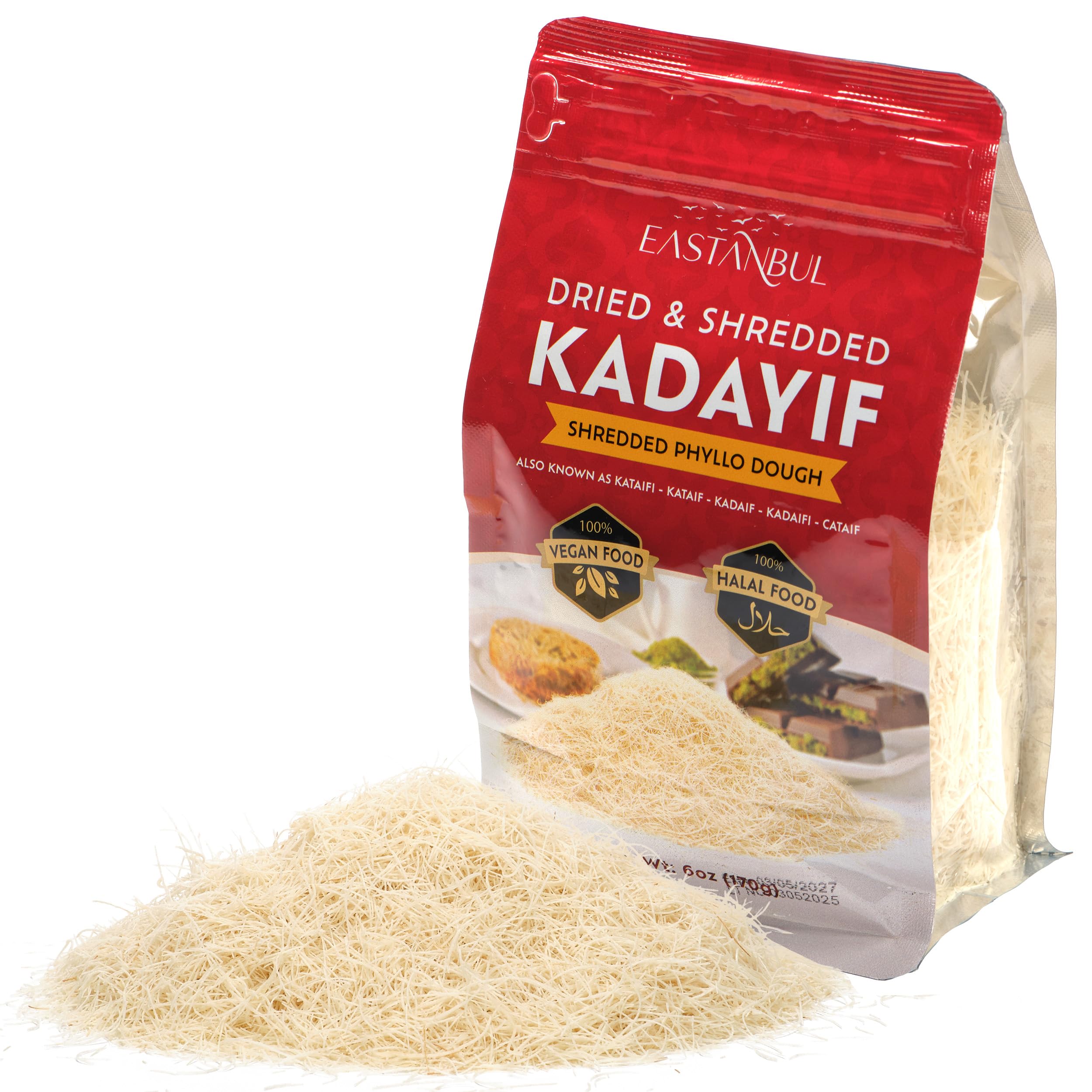 Dried and Chopped Kataifi Fillo Dough, Kurutulmus Kadayif Pastry Dough, Ingredient for Dubai Pistachio Popular Chocolate Bar, Shredded Phyllo Kunafa Knafeh Katifi, Kanafeh Pastry, 170 g