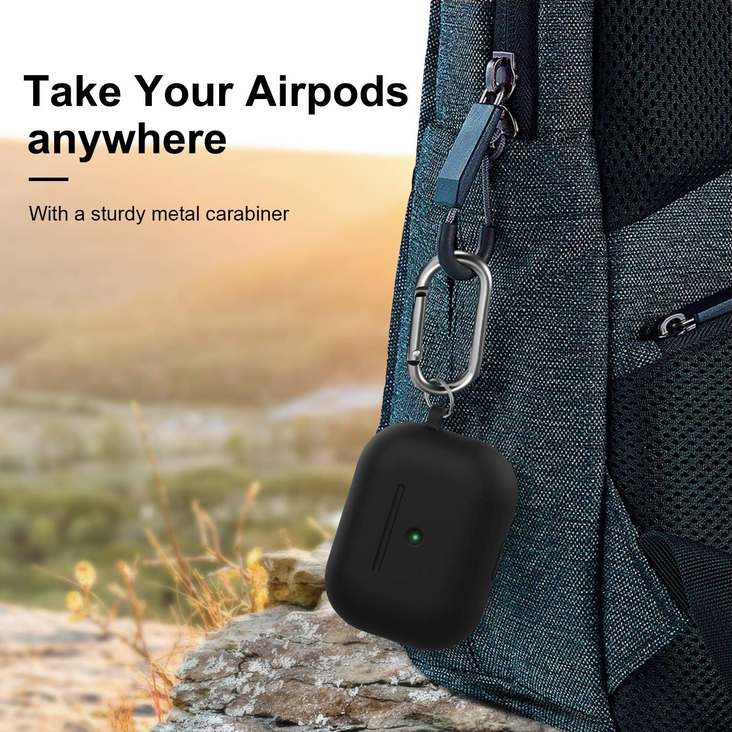 Compatible AirPods Pro Case Cover Silicone Protective Skin for Apple Airpod Pro Case 2019 (Front LED Visible) Black