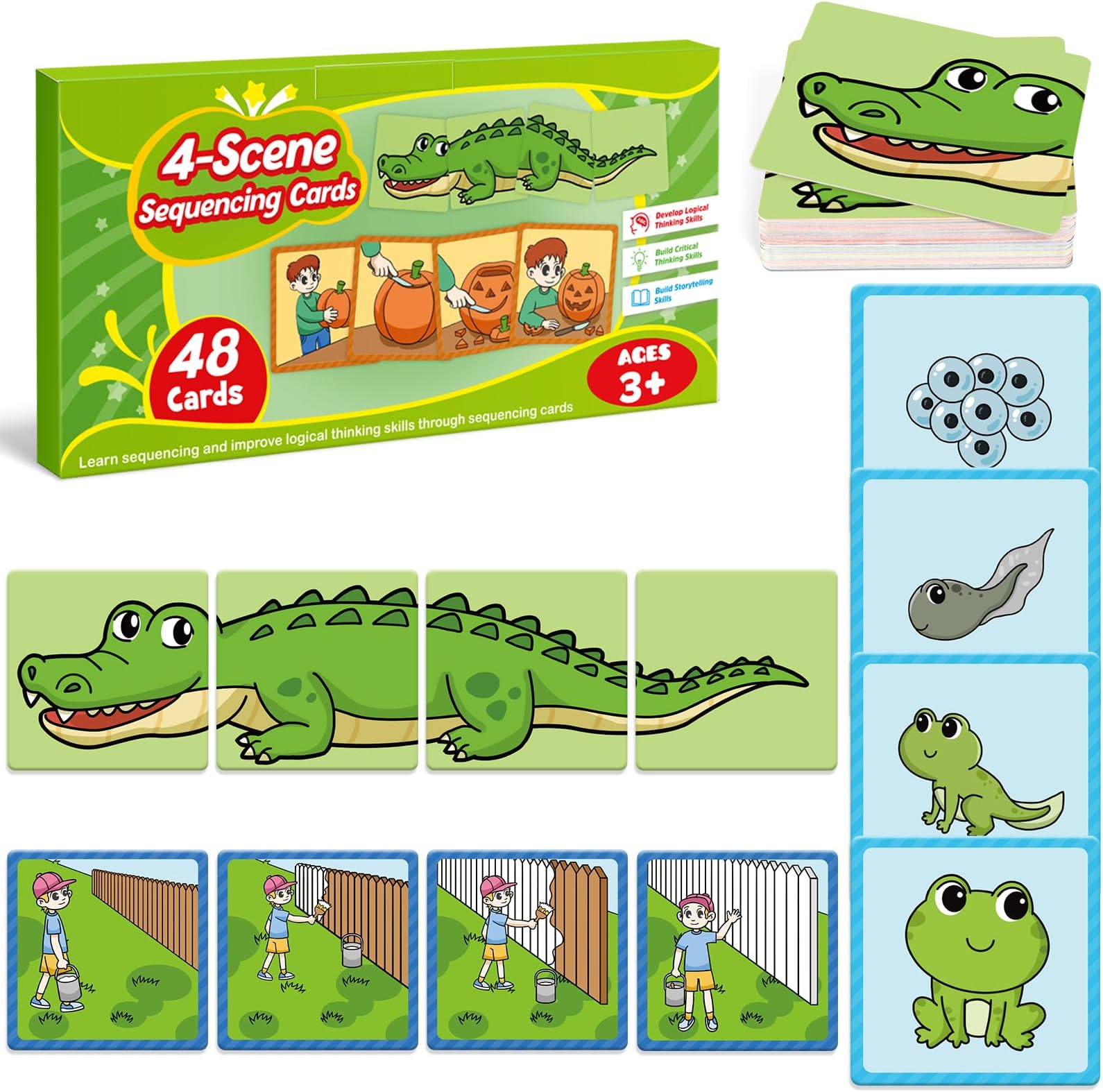 Sequencing Cards,Sequence Board Game for Kids,Speech Therapy Materials Toys for Autism,Story Storytelling,Social Skills,Sentence Building,Preschool Learning Activities,Classroom & Homeschool