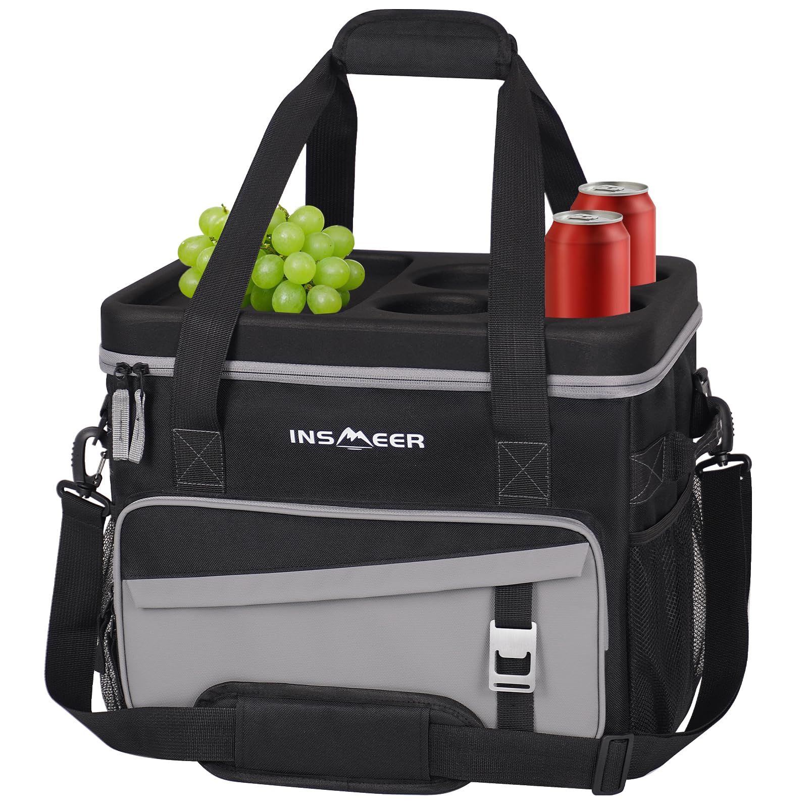 Photo 1 of INSMEER Soft Cooler Bag with Hard Shell & 4 Cup Holders, 55 Cans 40L Collapsible Soft Sided Cooler, 100% Leakproof Insulated Cooler Bag Portable for Beach Travel Camping Picnic