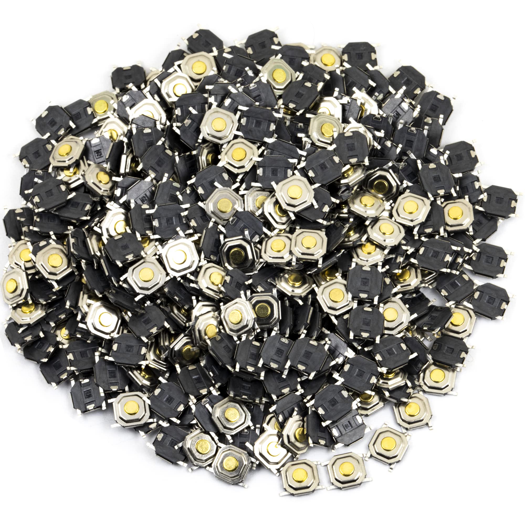 Photo 1 of Tactile Push Button Switch 4x4x1.5mm / 5x5x1.5mm SMD 4PIN Brass Head Mini Micro Momentary Waterproof Tact Switch (Pack of 400pcs)