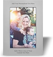 Awards4U Custom 4x6 Personalized Picture Frame - Add Text in 2 Spots, Choose Font/Color/Orientation - Brushed Silver Aluminum Gift
