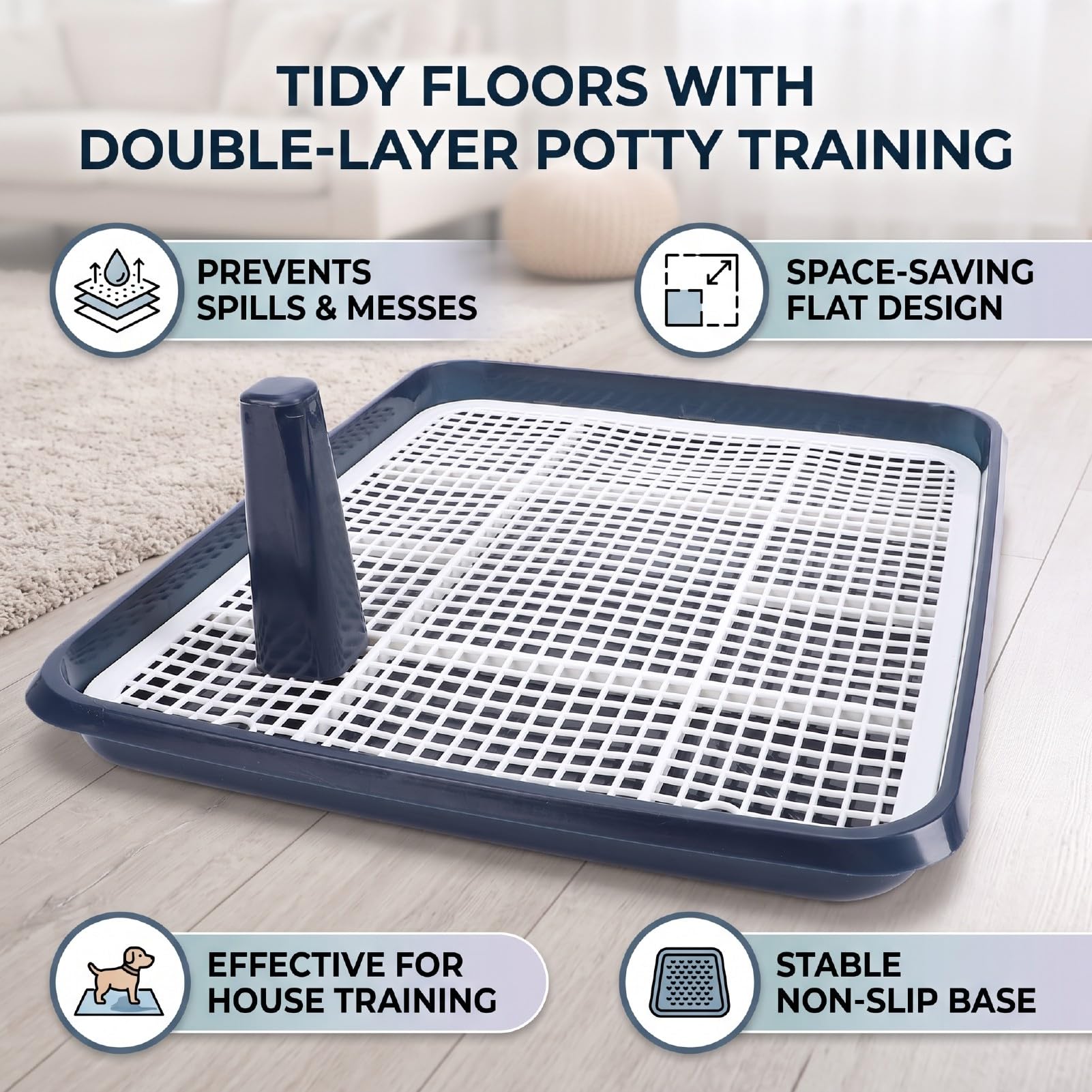Pssopp Tapis de Pipi pour Chien, Base Antidérapante (Blue)