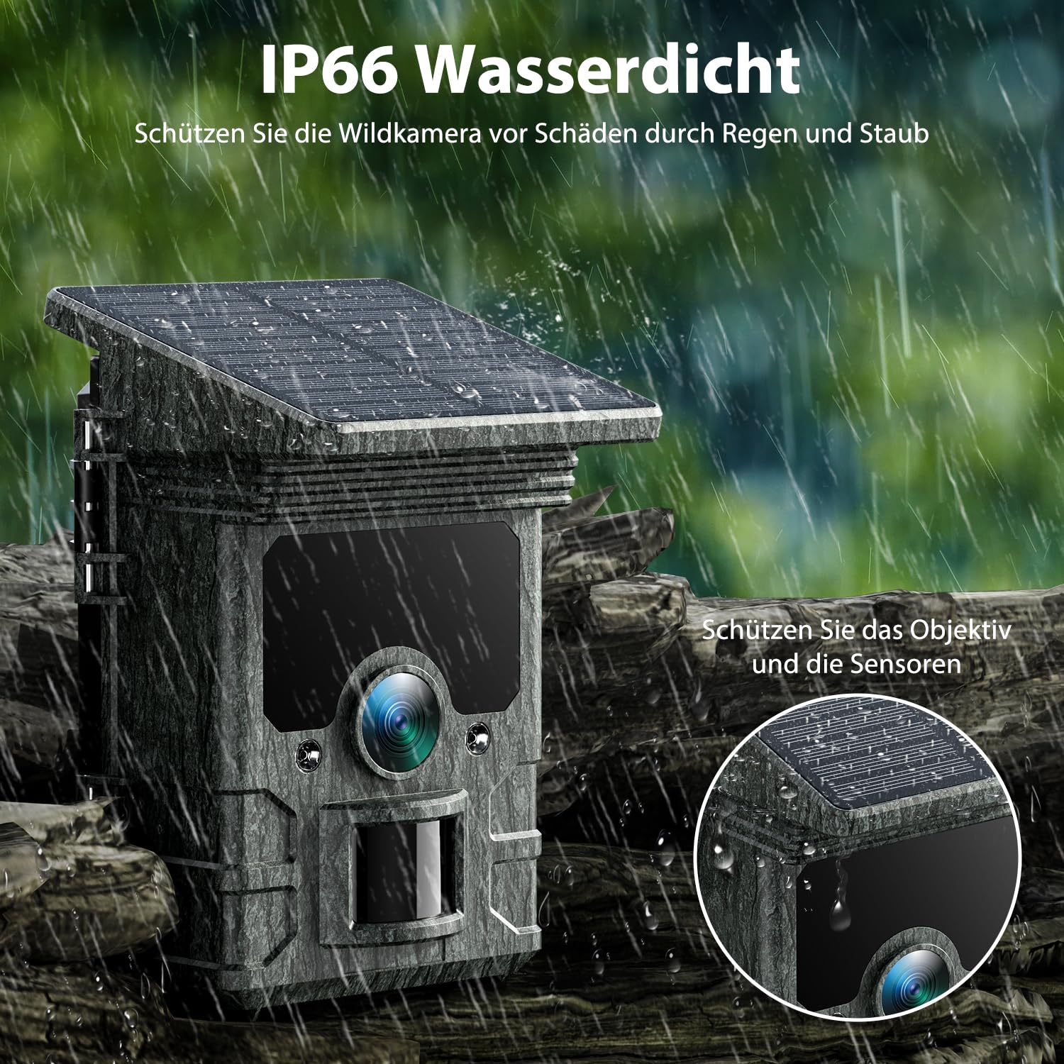 VOOPEAK Wildkamera Solar WLAN 4K 30fps 85MP, Wildkamera mit Handyübertragung APP, Wildtierkamera mit Bewegungsmelder Nachtsicht 120° Weitwinkel IP66 wasserdichte mit 32GB Micro SD Karte