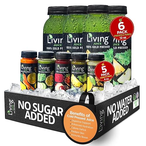 Miniatura 26 de O2 Living Juice - Bebida prensada en frío, paquete variado de sabores – Bebidas de jugo orgánico – Sin azúcares añadidos o agua, dulzura natural