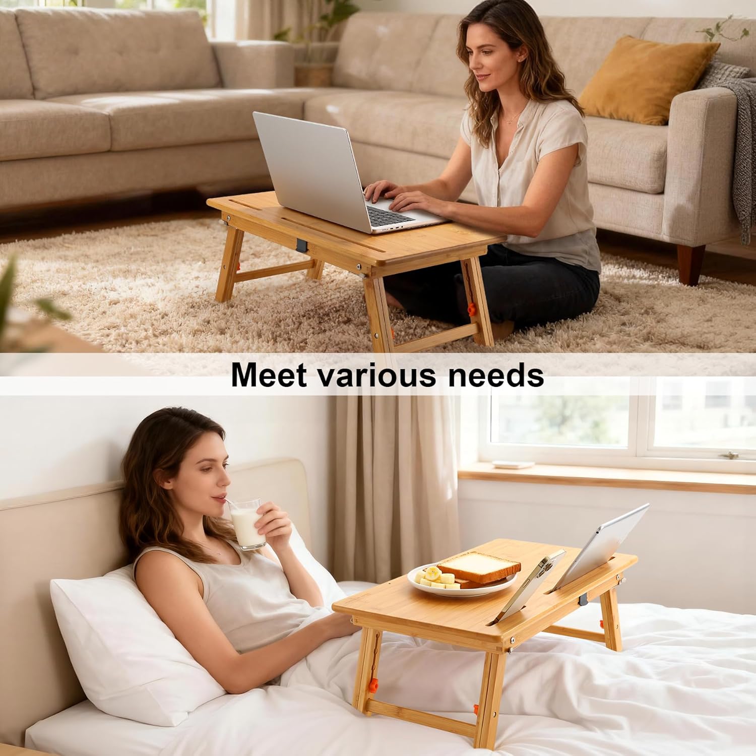 Nnewvante Drafting Table Bamboo Tabletop Easel Foldable Drawing Desk with Adjustable Height & Angle Drawing Board with Tablet and Phone Slots for Painting, Reading, Writing