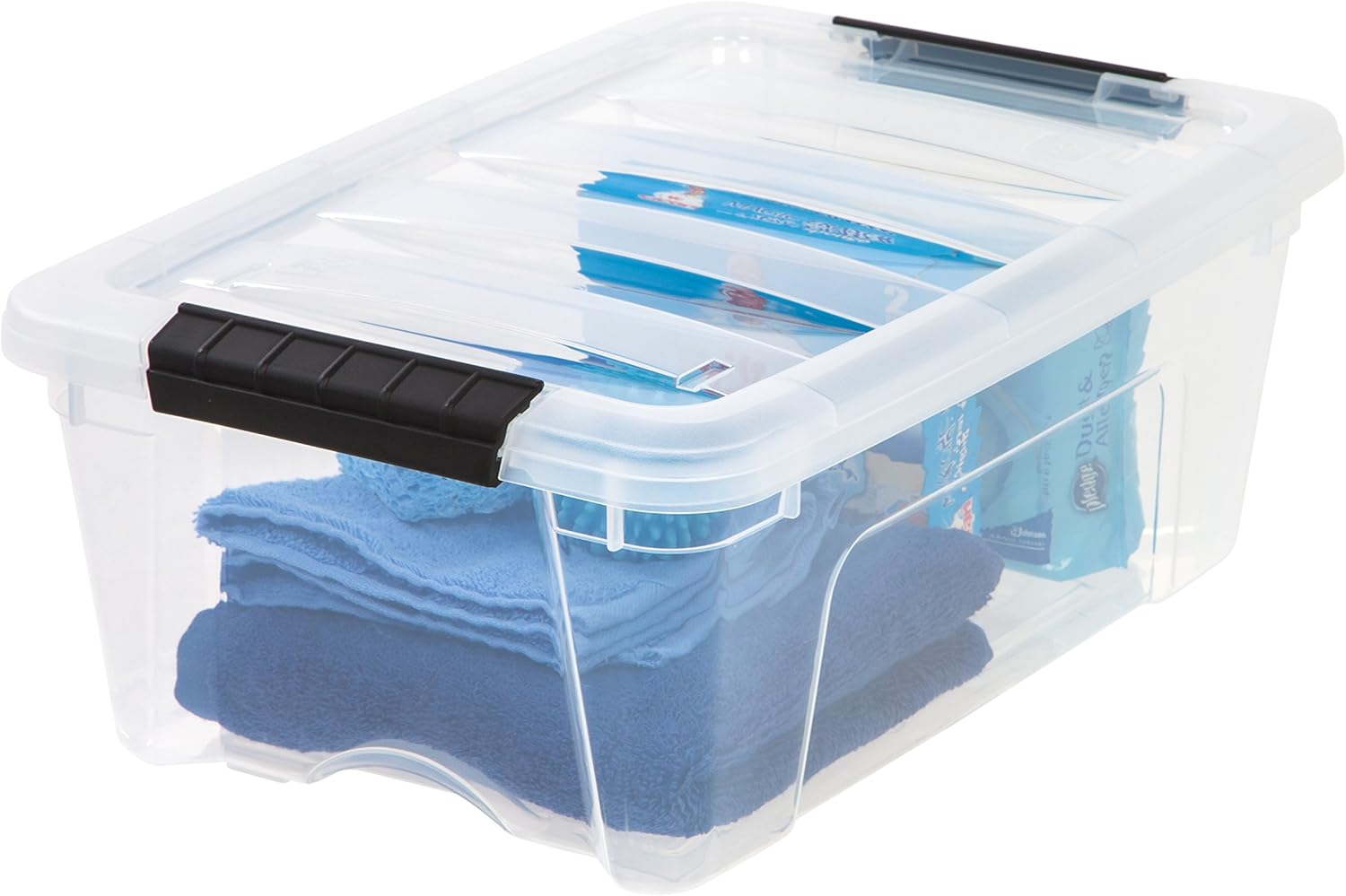 IRIS USA TB Clear Plastic Storage Bin Tote Organizing Container with Durable Lid and Secure Latching Buckles, 12 Qt, 6 Count - Closet Storage Boxes
