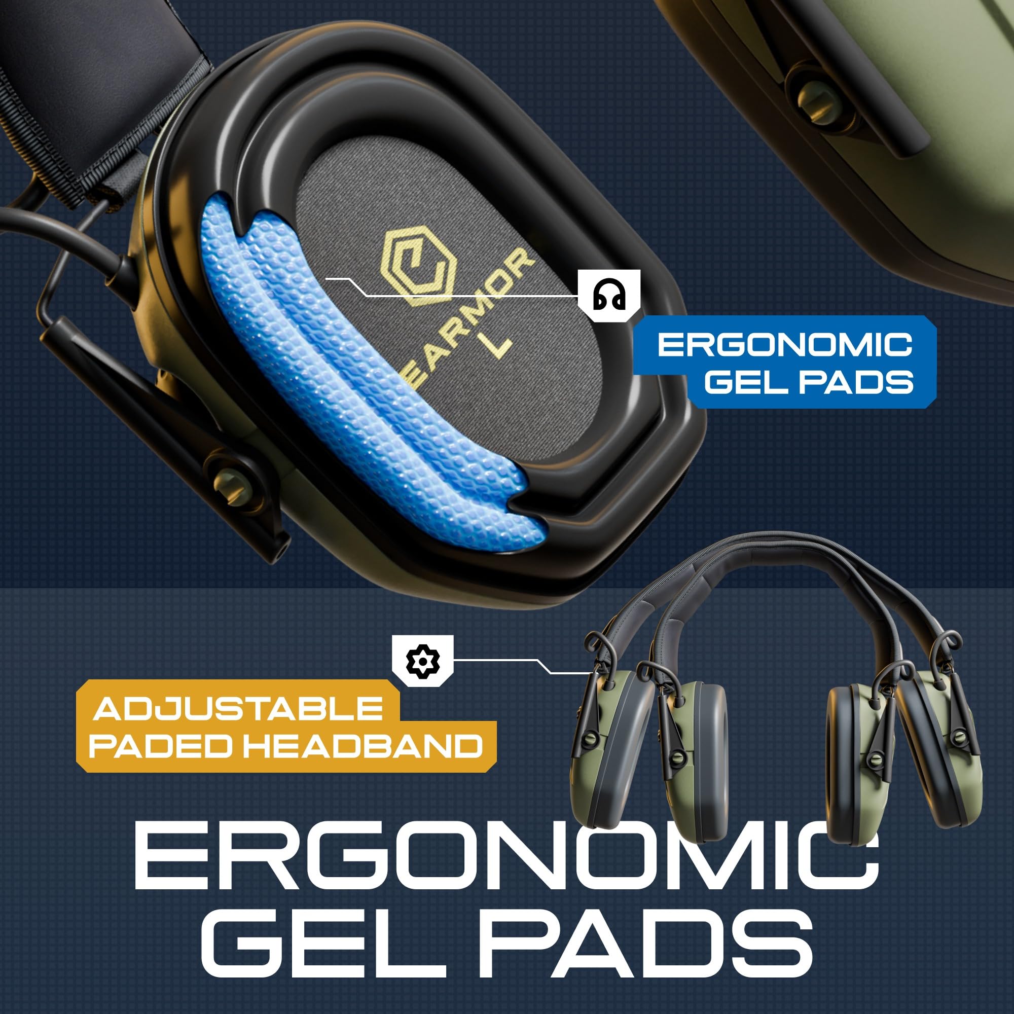 Earmor M300T, protezione dell'udito elettronica con Bluetooth, protezione dell'udito, protezione per le orecchie, attenuazione del rumore per caccia, tiro, SNR 29 dB, regolazione dinamica del rumore