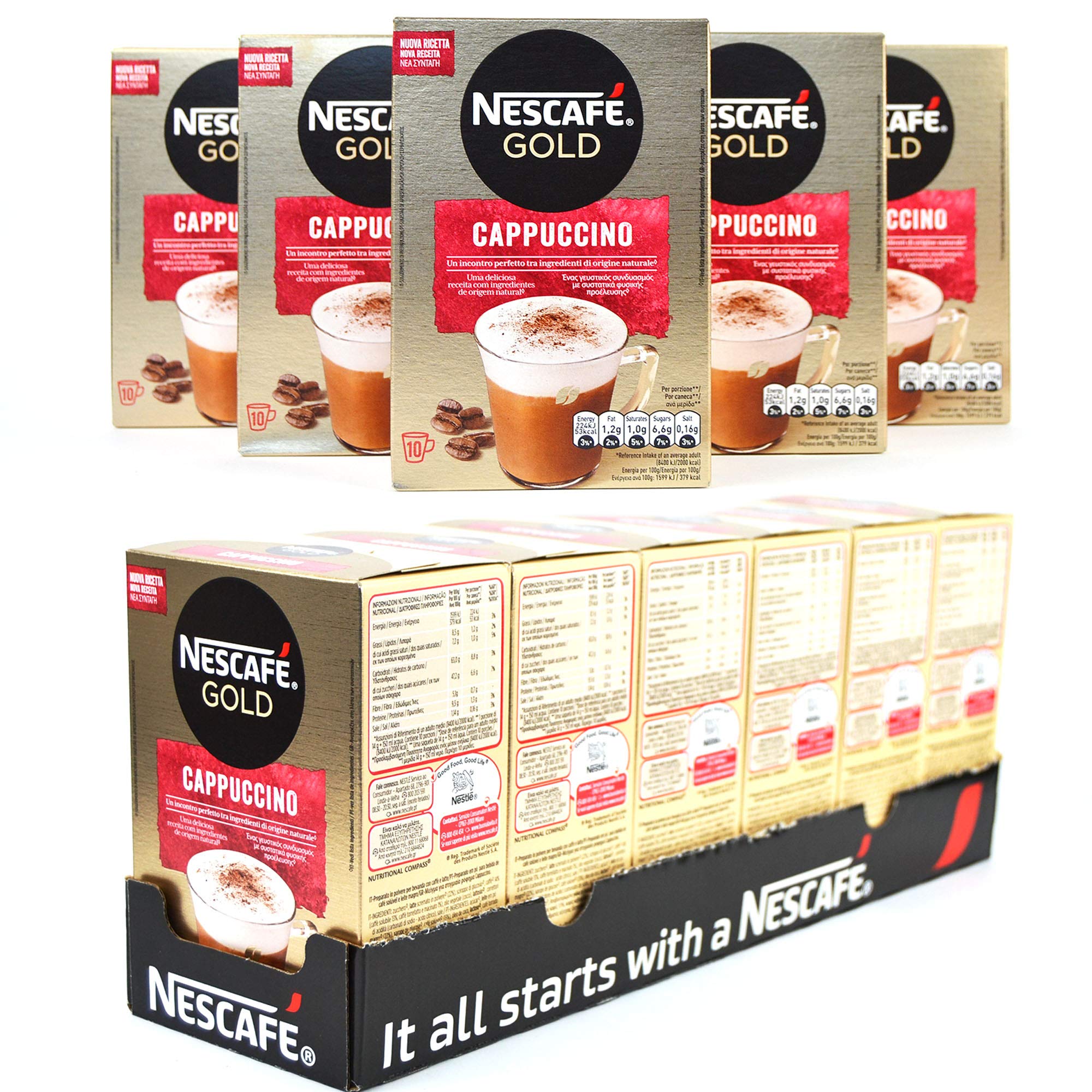 PZ 6 x 10 BUSTINE DA GR 14 PREPARATO IN POLVERE PER CAPPUCCINO NESCAFE CAFFE CON LATTE