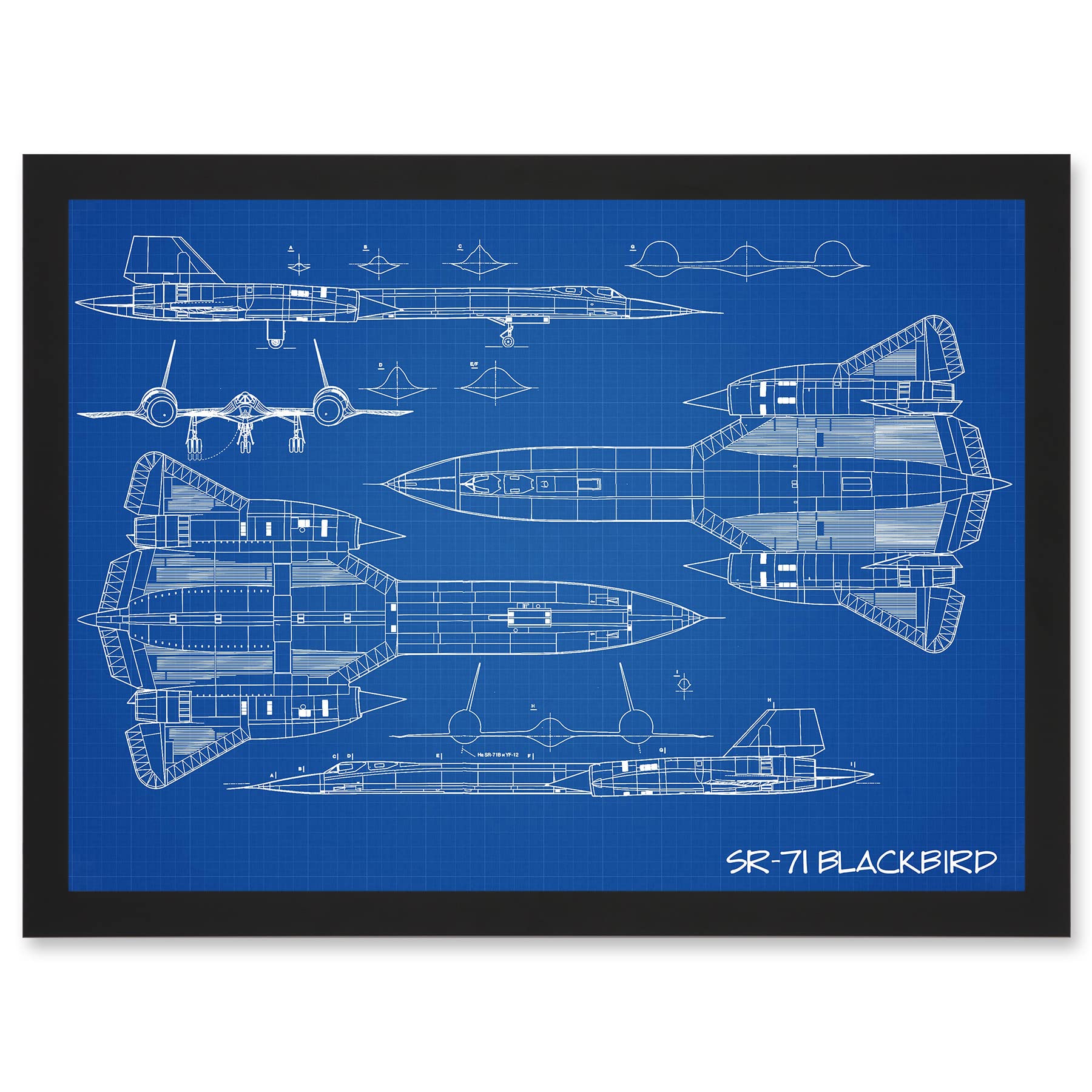 Artery8 Sr-71 Blackbird Habu Us Airforce Aircraft Spy Plane Blueprint Plan Wall Art PrintA4 Size from B&Q