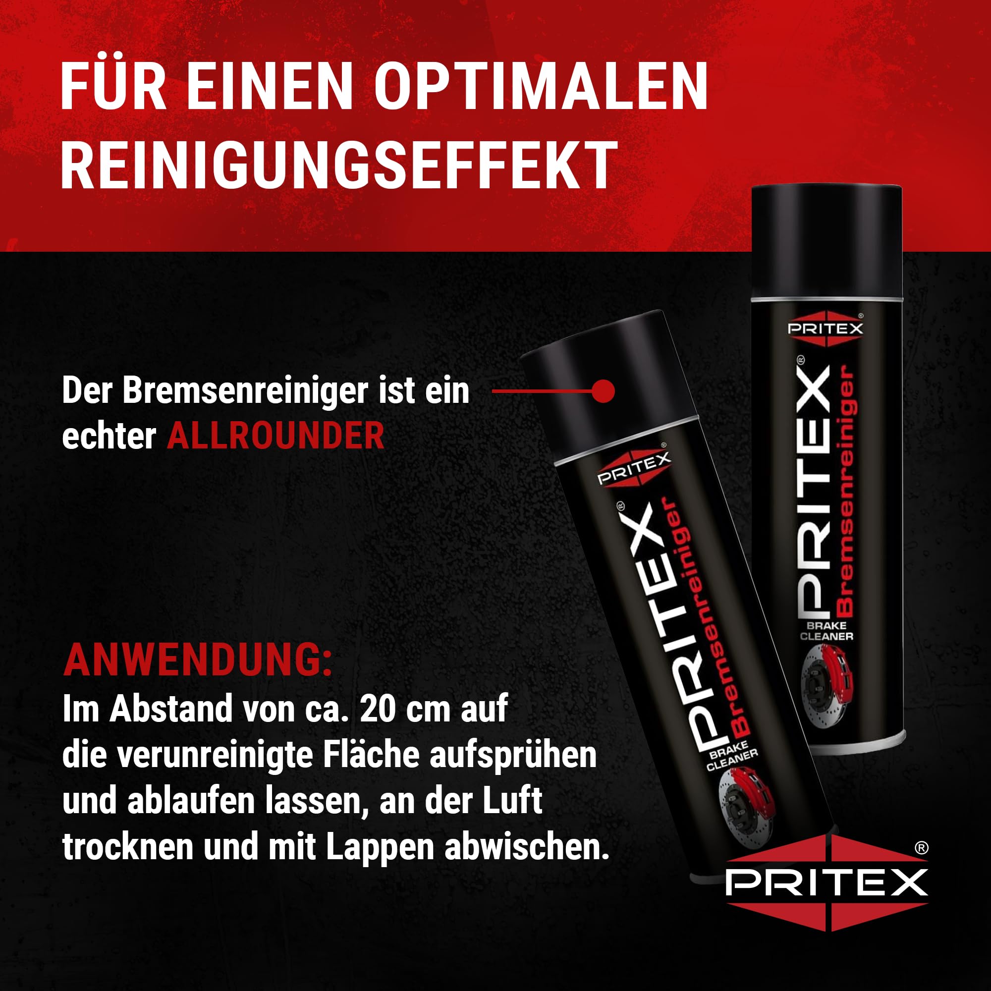 PRITEX – Bremsenreiniger Spray 48 x 500 ml – Auto Teilereiniger zur Entfettung von Bremsen, Kupplungen, Motor- & Maschinenteilen – rückstandsfrei & umweltneutral