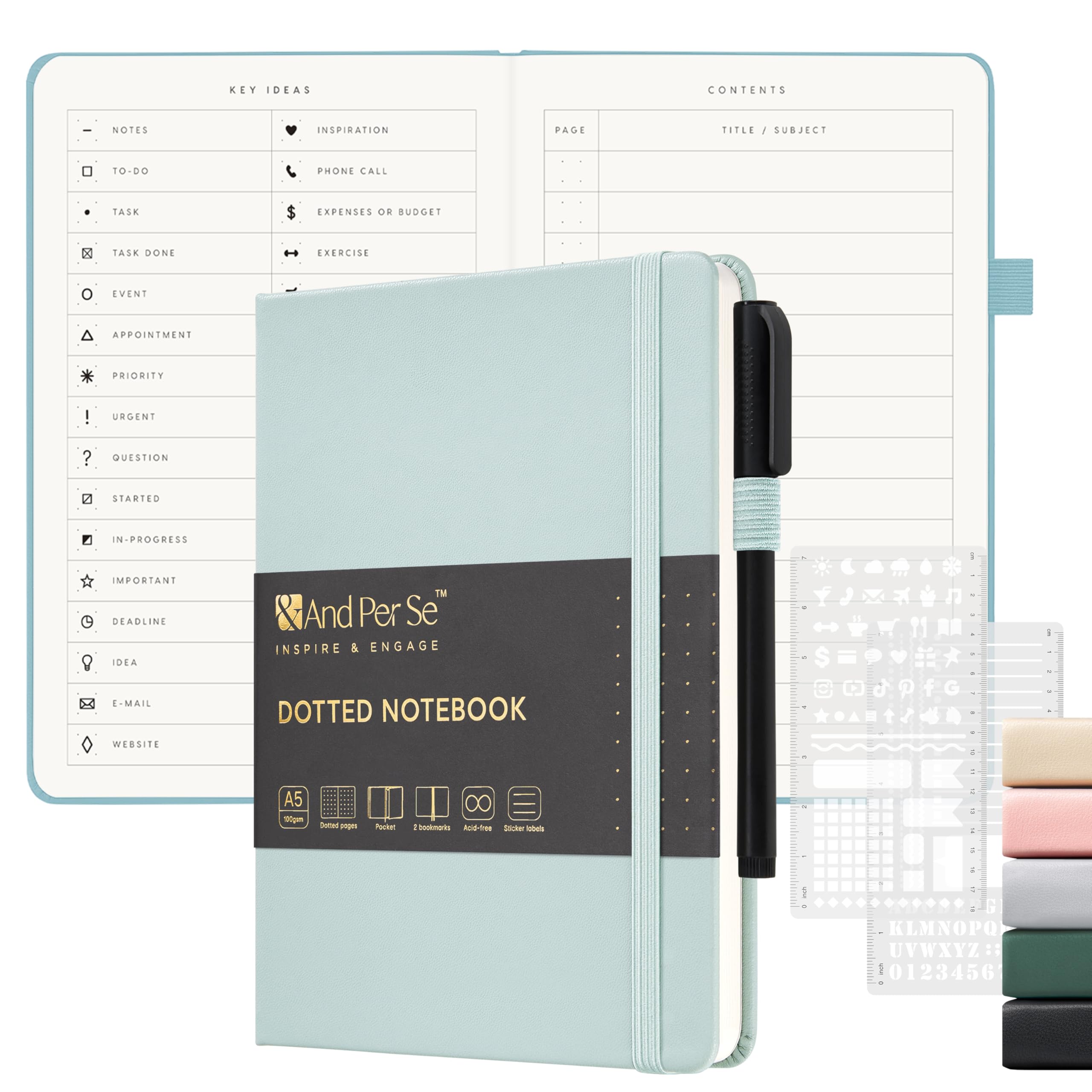 Carnet de notes à pois A5 cyan le cadeau idéal pour l'écriture - 8