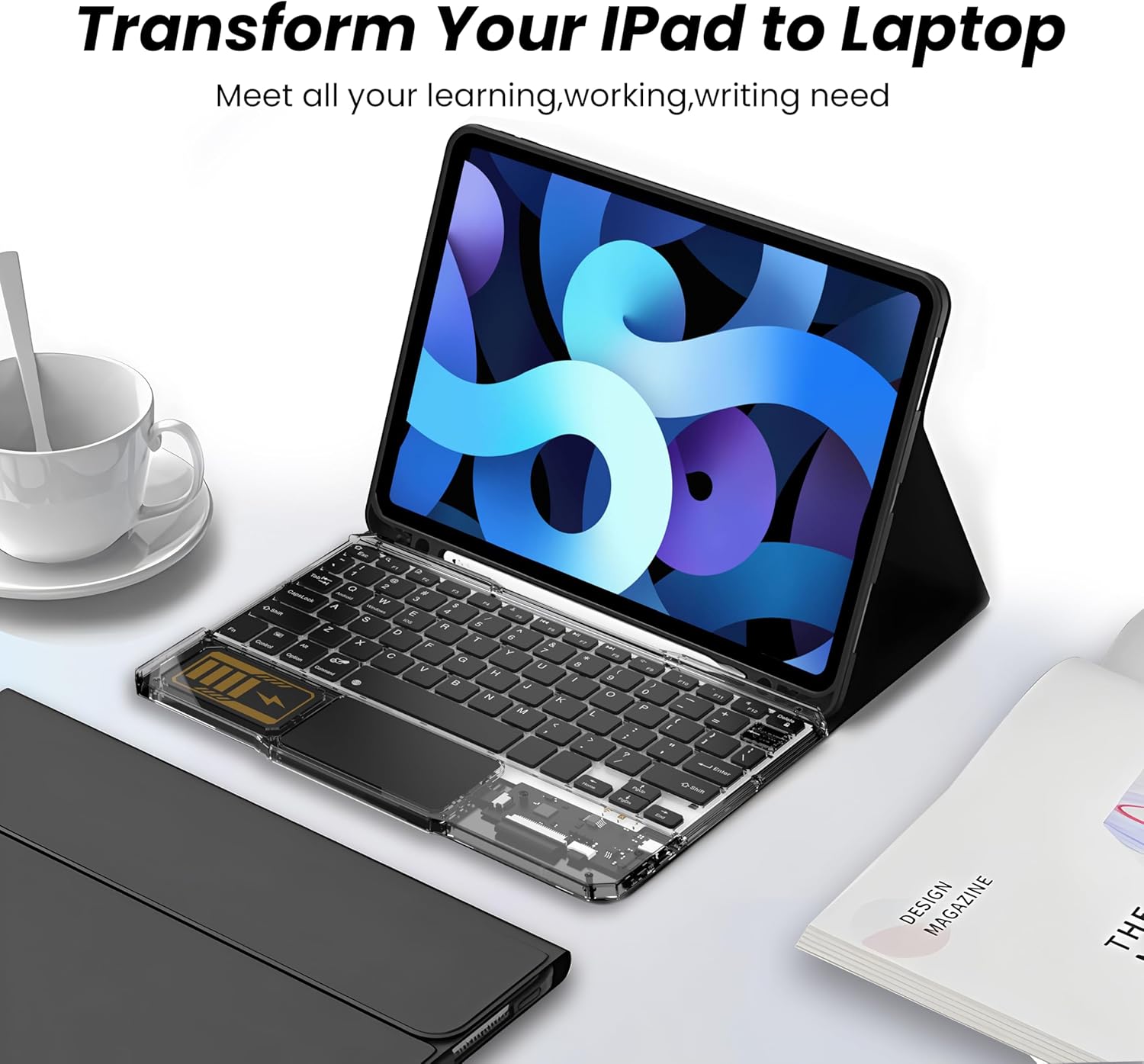 Ultra-Slim Bluetooth Keyboard with Touchpad, Wireless RGB Backlit, Portable Rechargeable Keyboard for iPad, Tablet, Laptop, Windows, Android, macOS Devices