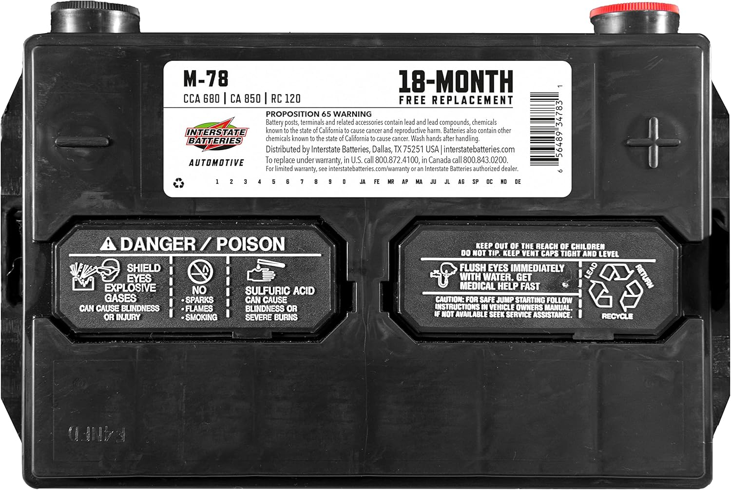 Interstate Batteries Group 78 Car Battery Replacement (M-78) 12V, 680 CCA, 18 Month Warranty, Replacement Automotive Battery for Cars, Trucks, SUVs and Minivans