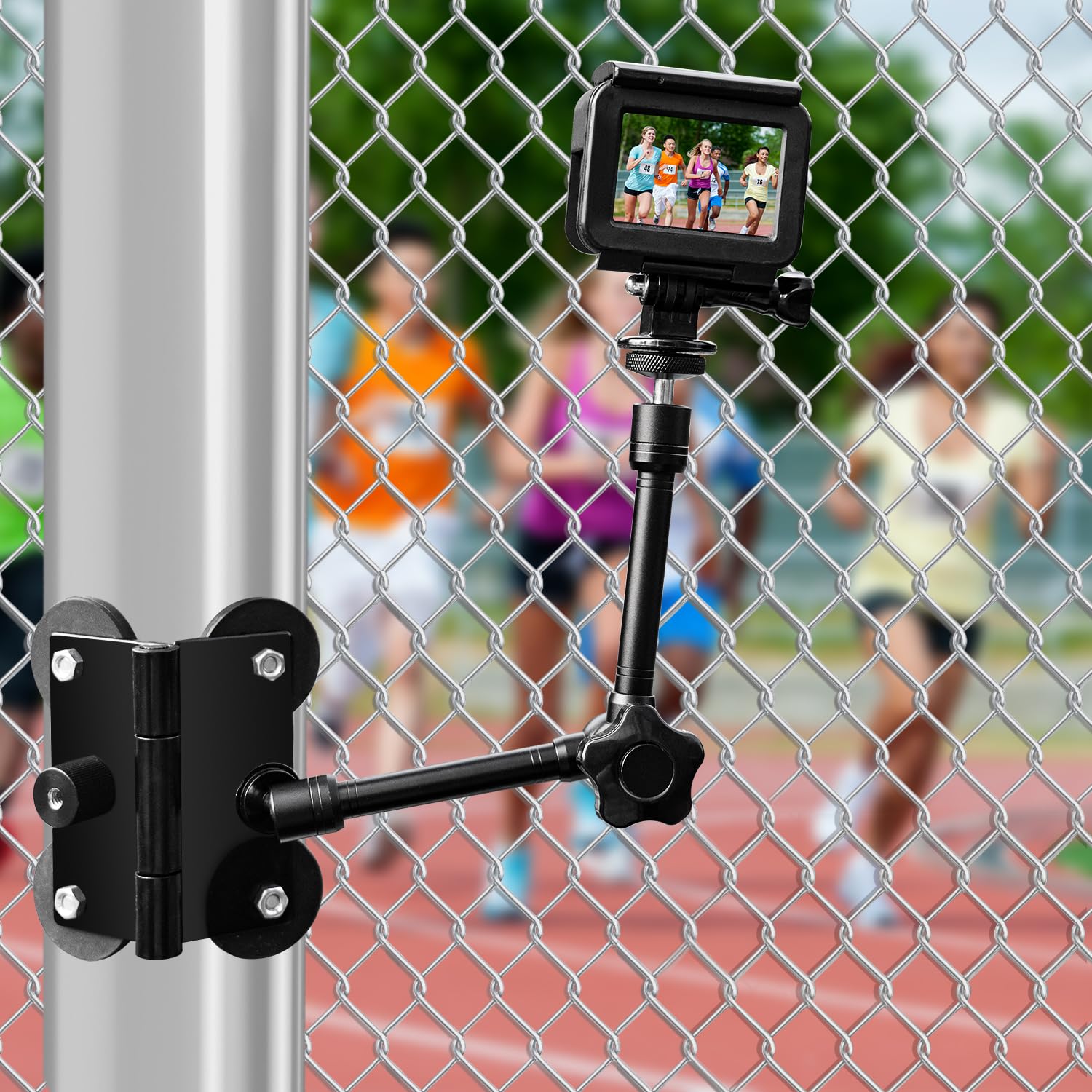 Camera Fence Mount For Mevo Start/GoPro / Insta360 /AKASO/Digital Action Camera,Fence Holder Game Changer Mounting Kit For Recording Basketball/Football/Softball/Baseball/Tennis Sport Game
