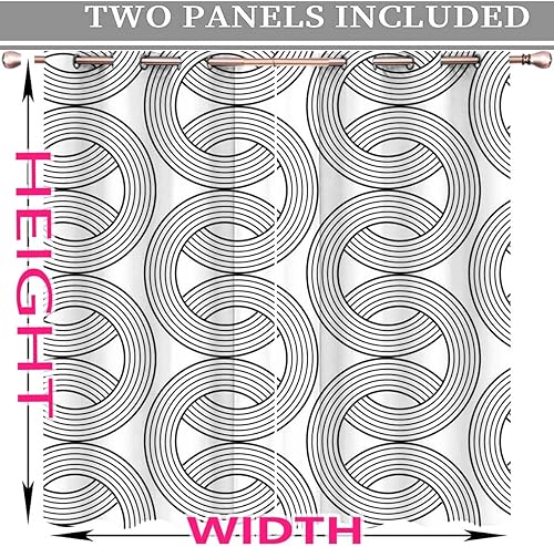Miniatura 4 de Black and White Cortinas para Habitacion 2 Panels Line Texture Geometry Checkered Drapes Blackout for Living Room W 63 X H 80 Inches