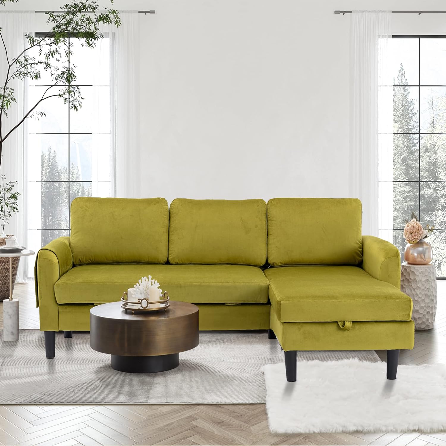 Hdxdkog LShaped Sleeper Sectional Sofa with PullOut Couch