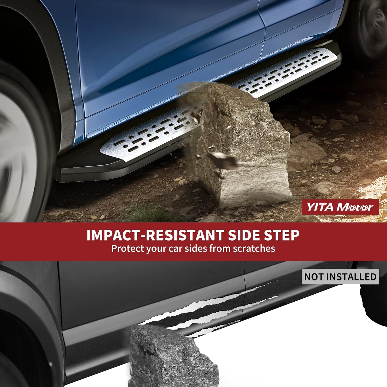 YITAMOTOR 4 inch Running Boards Compatible with 2014 2015 2016 2017 2018 2019 Toyota Highlander Side Steps Nerf Bars