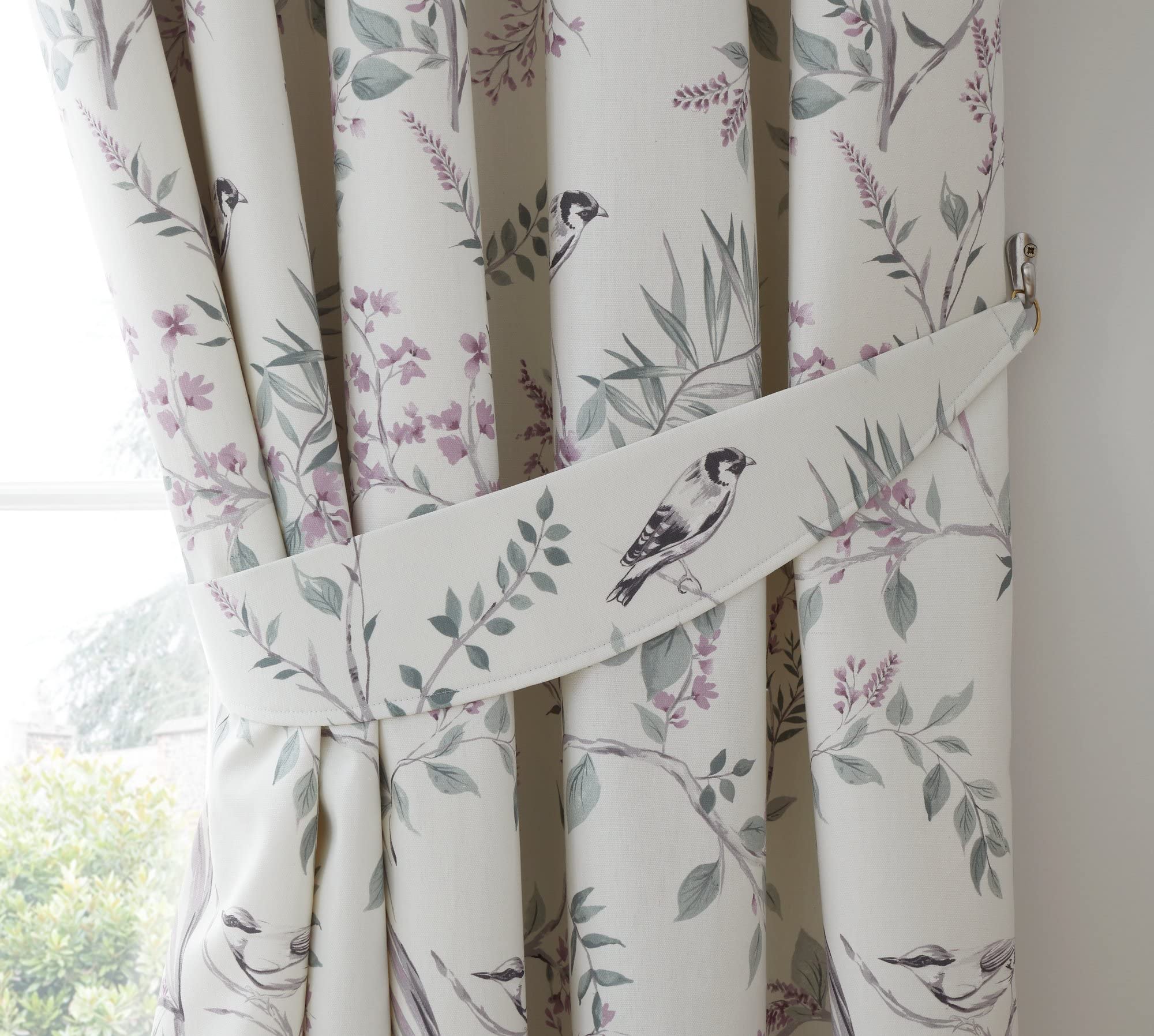 Dreams & Drapes Jazmine Paire de Rideaux plissés 100% Coton entièrement doublés avec embrasses 168 x 137 cm (l x H)