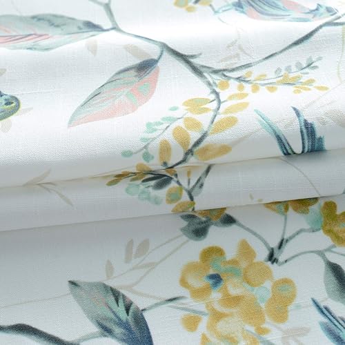 Miniatura 4 de VOGOL Cenefas con patrón de pájaros para ventanas de cocina, cenefa texturizada de lino con estampado floral y pájaros para ventanas pequeñas