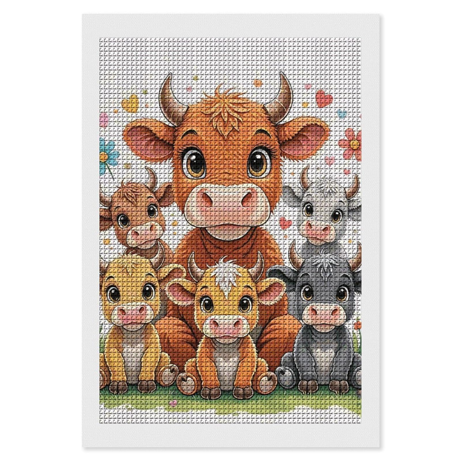 FodPand Cow 5D Diamond Painting Kits for Adults Beginners Full Drill Square Diamond Dots Pictures Gem Art Supplies for Home Wall Room Decoration DIY Craft Set Gift 8x12