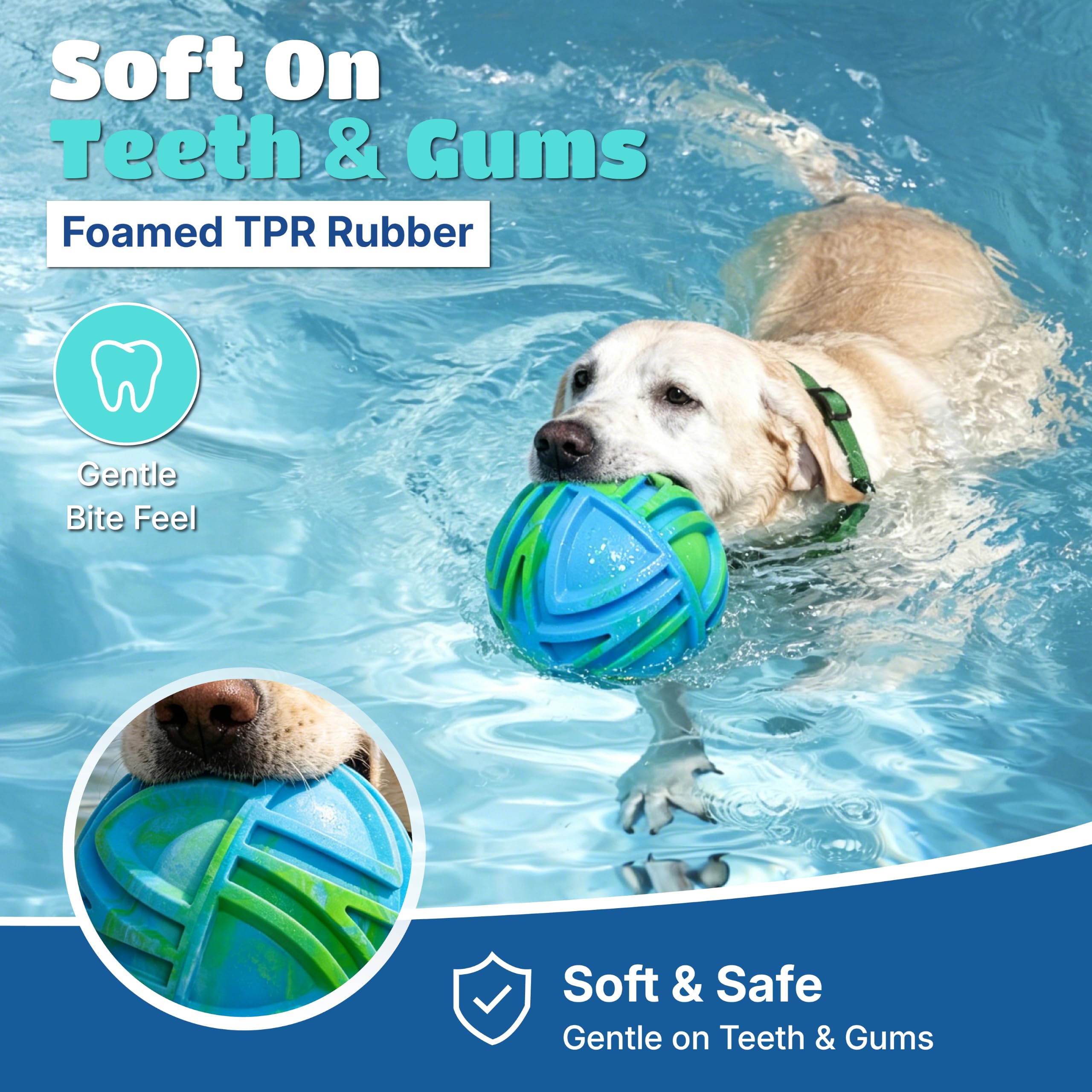 Balles pour chiens de grande taille, 17,8 cm, jouet flottant rebondissant, balle en caoutchouc interactive, jouet d'extérieur durable en mousse TPR pour les races moyennes et grandes