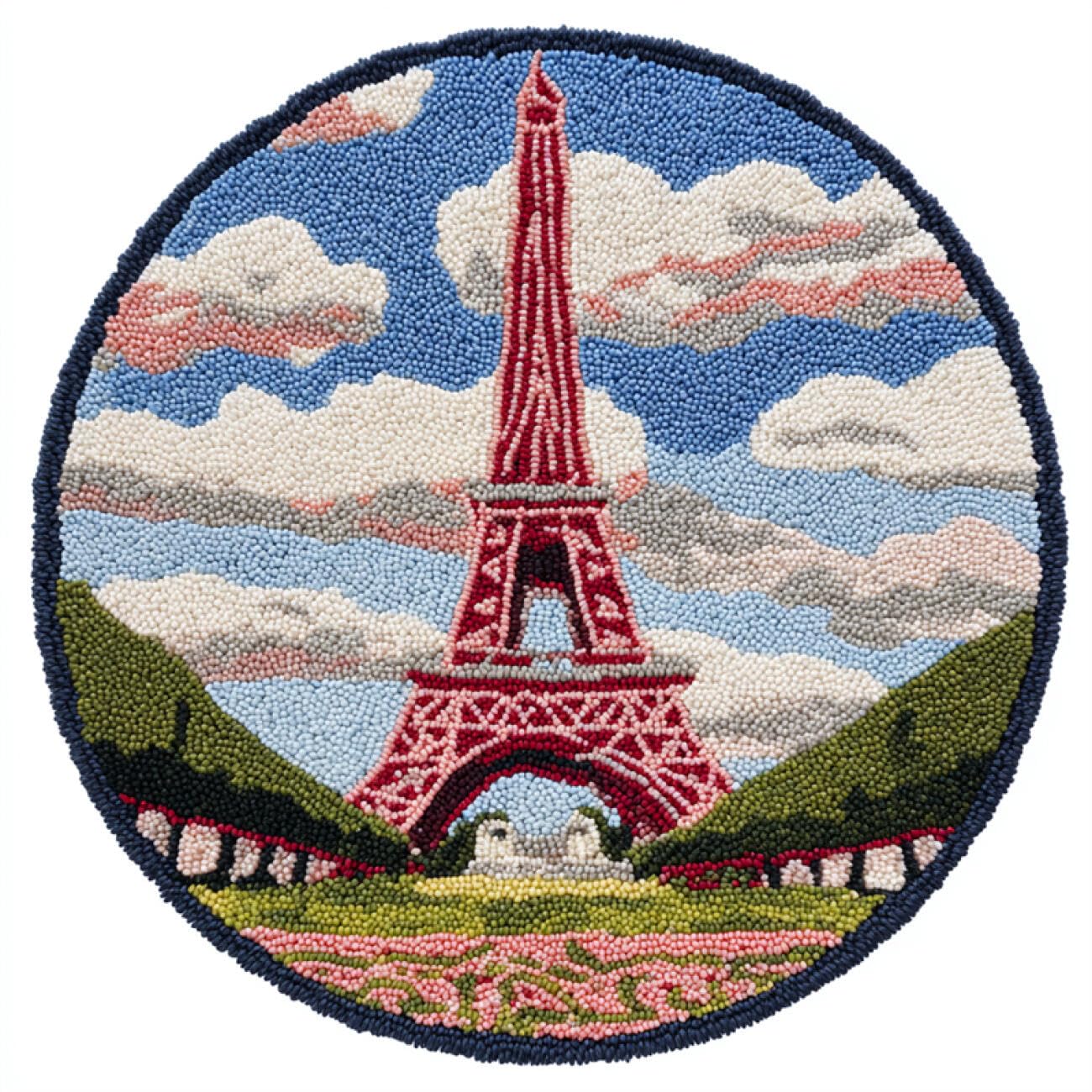Kitquiver Landscape Tapestry Kits for Adults Cartoon Tower Latch Hook Rug Making Kit for Adults Embroidery Kits DIY Carpet Needlework for Home Decor 60x60cm