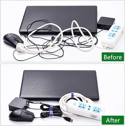 Miniatura 5 de OneLeaf - 60 correas reutilizables con velcro, correas de cable multiusos, gestión de cables, correas de sujeción ajustables para computadora  TV