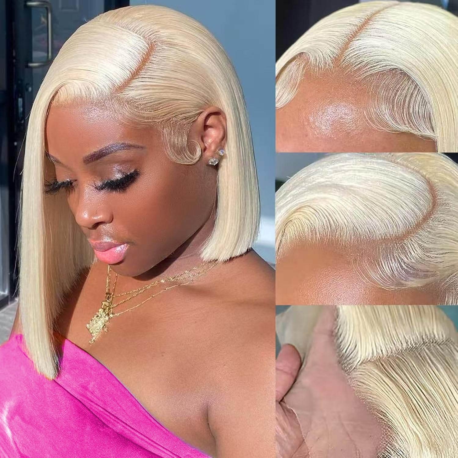 EQ DUOUPA 613 Blonde Lace Front Wigs Human Hair 13x4 180% Density Straight Lace Frontal Wig Human Hair Pre Plucked With Baby Hair HD Lace Front Wigs Human For Women(12inch)