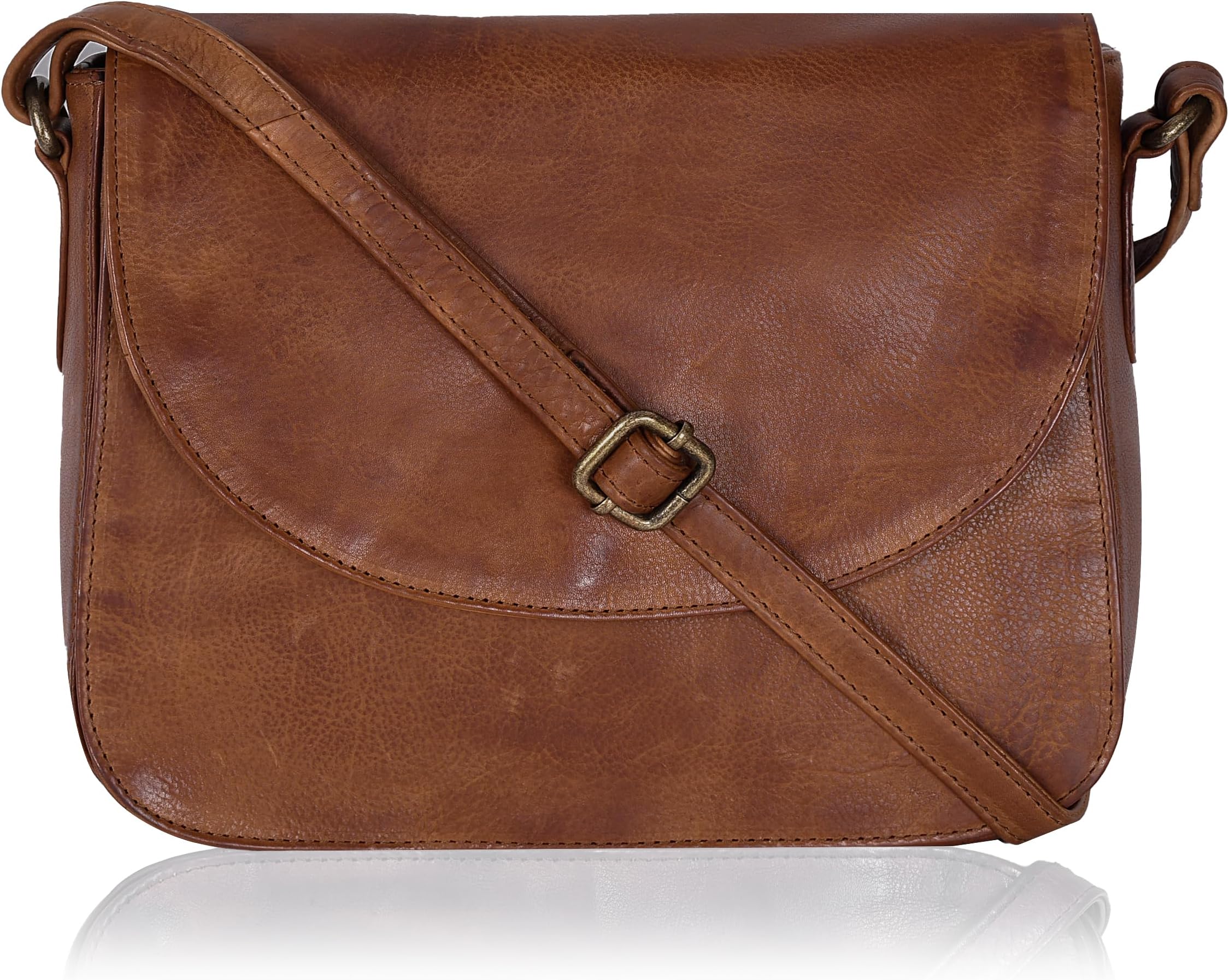 Genuine Leather Shoulder Crossbody Purse For Women with Adjustable Strap, Mobile Pocket & Outside & Inside Zipper