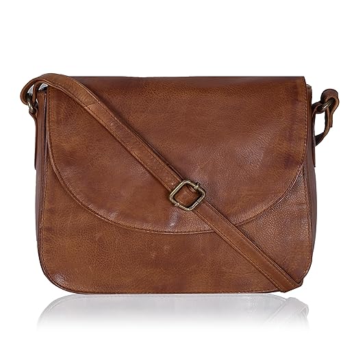 Ozora Handmade Leather Crossover Purse/Bag for Women with Adjustable Strap, YKK Zippers & Spacious Pockets