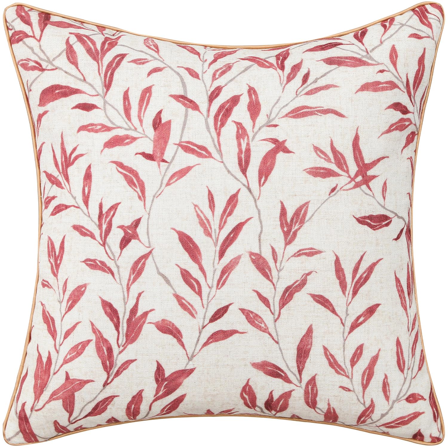 VOGOL Red Leaves Print 45 x 45 cm Cushion Covers, Pack of 1, Hidden Zipper Golden Rustic Cottage Decorative Pillow Cases for Couch Bed Chair Sofa Throw Pillows Home Decor