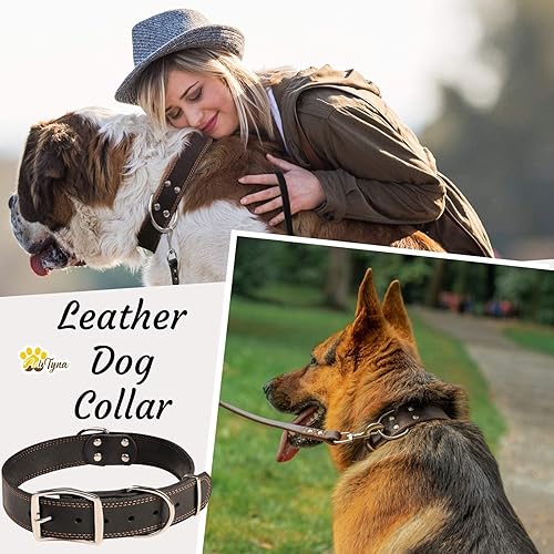 Miniatura 9 de ADITYNA Collar de perro de cuero resistente, collar de perro de cuero suave y fuerte para todas las razas de perros (grande cuello de 17 a 23