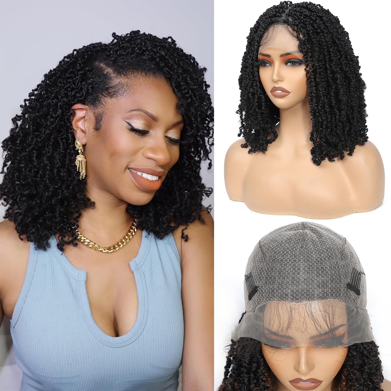 Frontal lace passion twists wig Passion Twist 30“ Pre Bleached HD Full Lace Braided Wig 100  main image 2