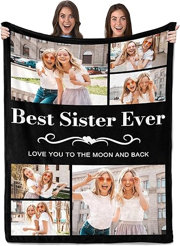 Manta personalizada con fotos para hermanas, manta de collage personalizada para mejores amigos, idea de regalo de cumpleaños única
