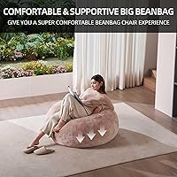 Vista 6 de Puf de 3 pies, puf con relleno, espuma viscoelástica altamente resistente, puf redondo de felpa, mueble para sala moderna, silla de lectura de ocio