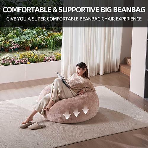 Miniatura 6 de Puf de 3 pies, puf con relleno, espuma viscoelástica altamente resistente, puf redondo de felpa, mueble para sala moderna, silla de lectura de ocio