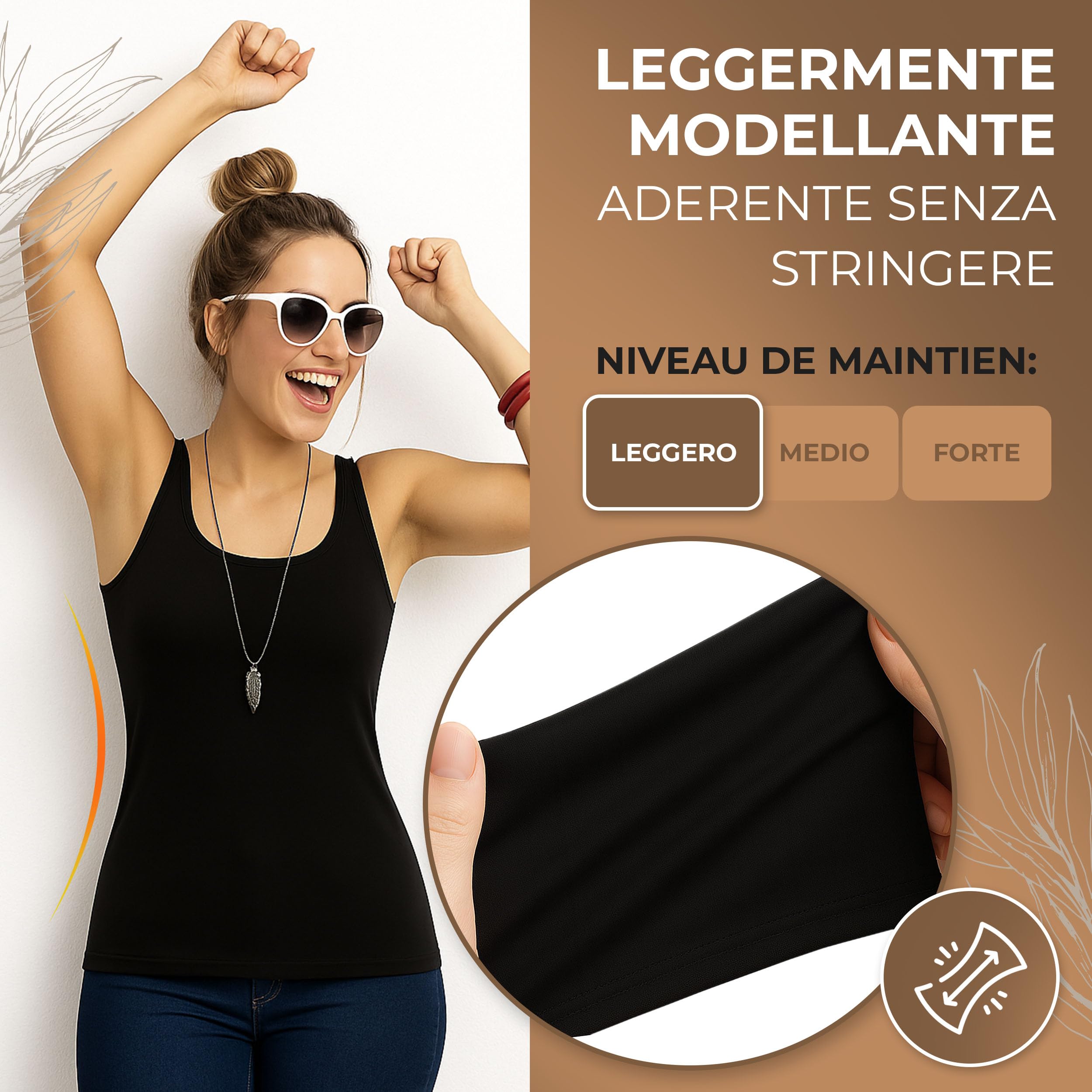 UnsichtBra Pacco da 3 Canottiera Donna in Microfibra con Spalline Larghe | Canotta Comfort Donna Bianco Nero Beige