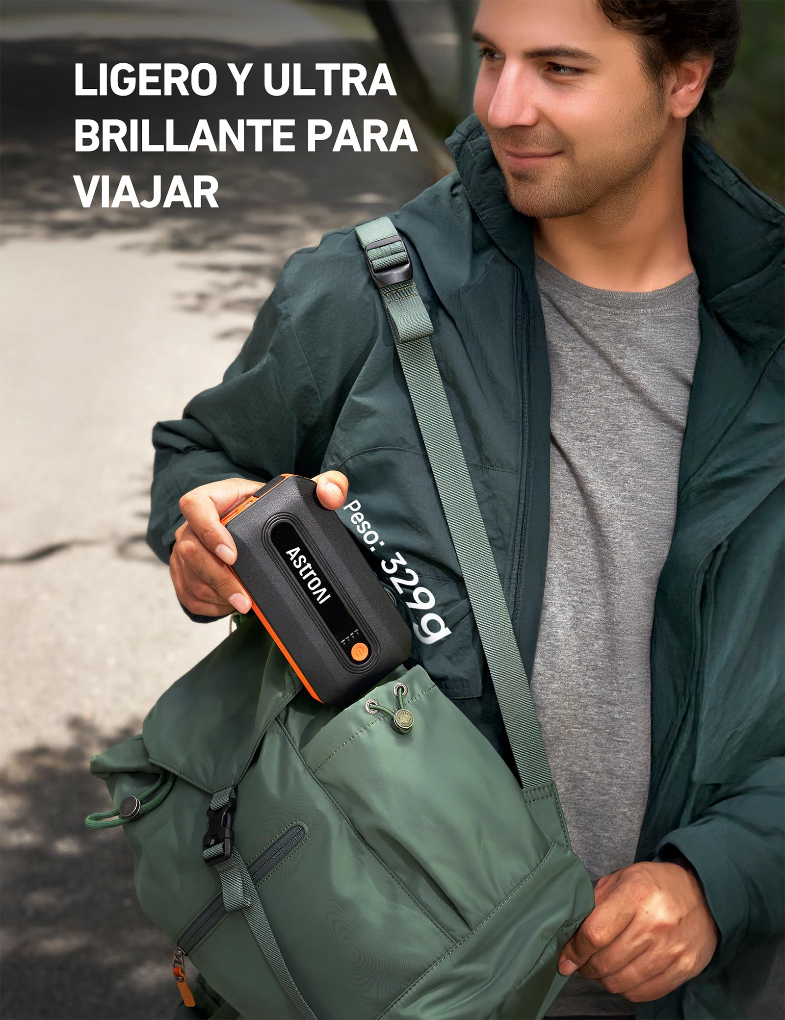 AstroAI B8 Arrancador de Baterias de Coche, Arrancador de Coches Portatil 12V (para 5.5L Disésel o 7.0L Gas), Jump Starter con Protección Inteligente con Luz LED para Cohe y Moto, Naranja