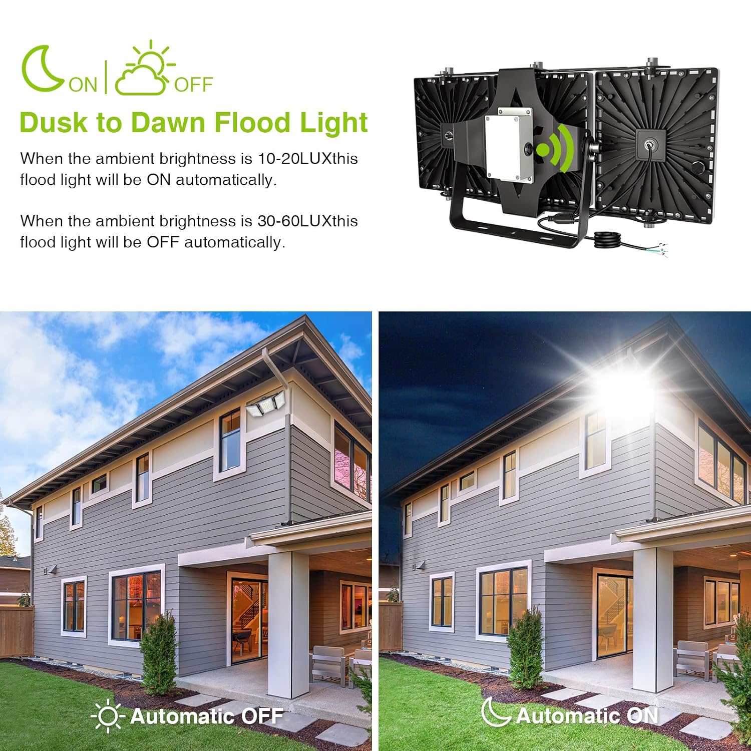 STASUN Flying Series Max - 300W 30,000LM Dusk to Dawn LED Flood Light with Photocell Sensor, 6000K Super Bright, IP66 Waterproof Floodlight for Backyard, Sport Courts, Stadium, Arena, Commercial