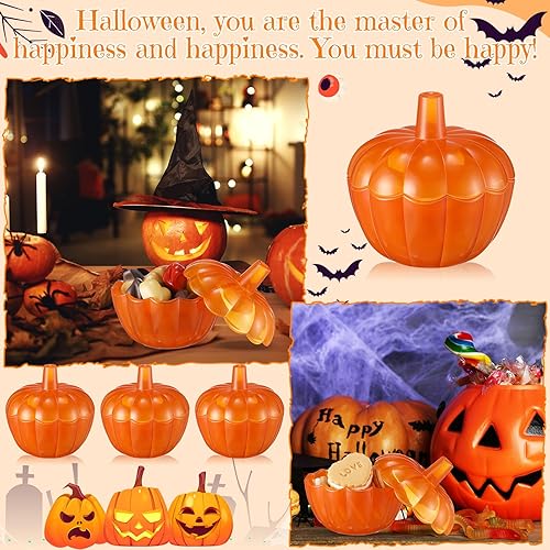 Miniatura 5 de Tarro de cristal para caramelos de calabaza, tarro de calabaza de Acción de Gracias con cubierta objetivo de Halloween, tarros de calabaza con