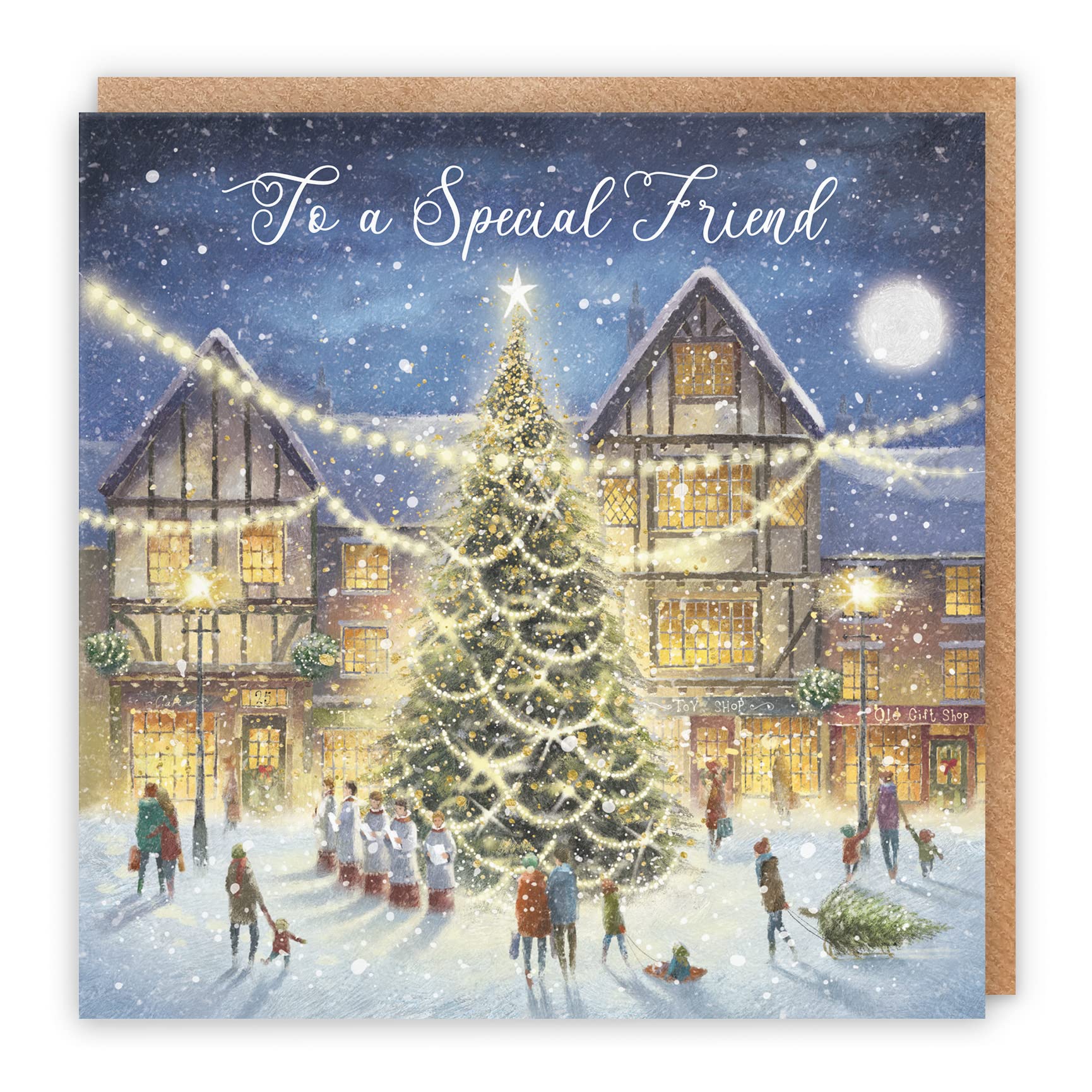 Hunts England, Friend Christmas Card For Men Or Women, 'Christmas Eve', To A Special Friend, Milo's Gallery Collection