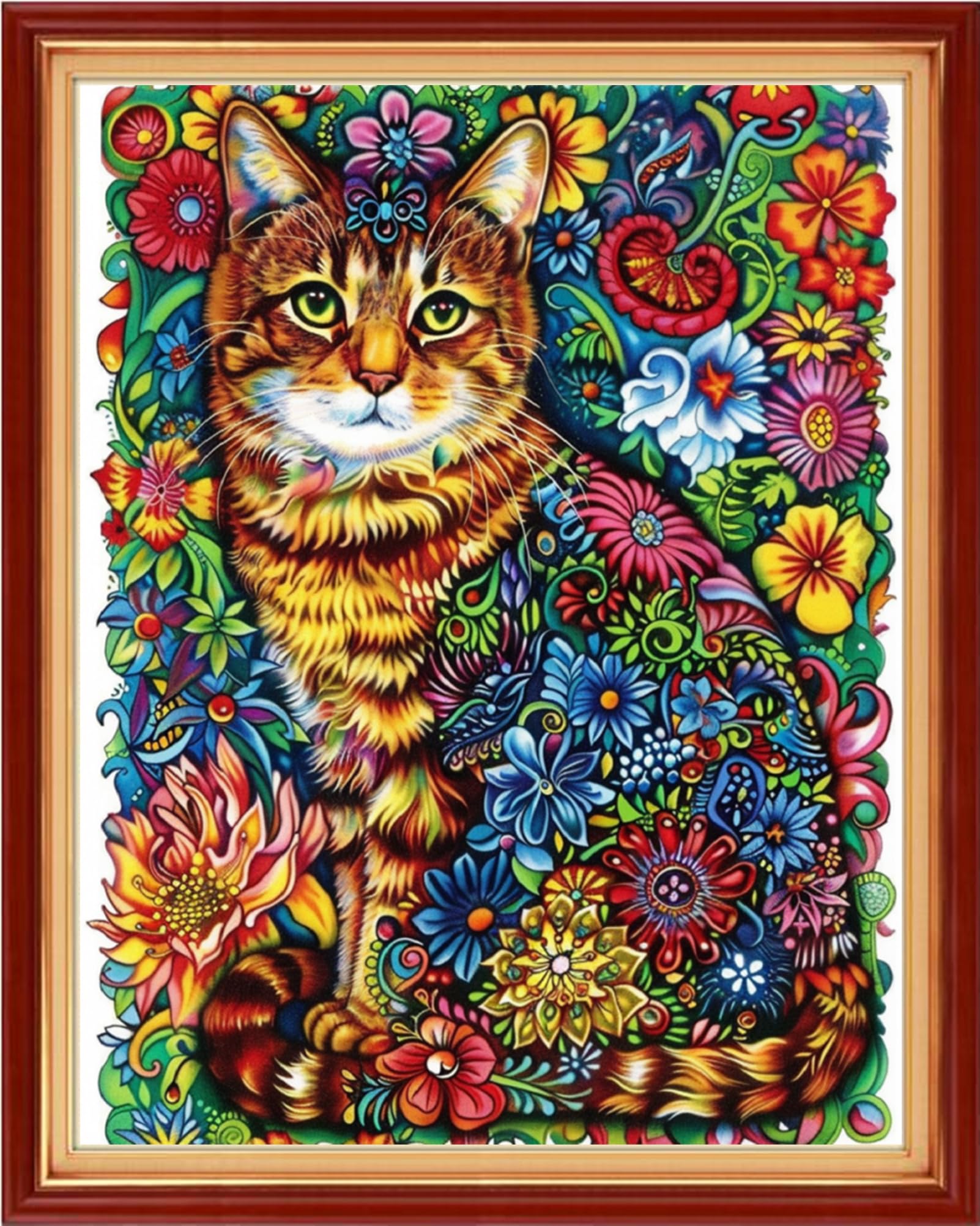 Artvxeay Stamped Cross Stitch Kits - Embroidery Kits for Beginners Cross Stitch Kits for Kids Adults 11 CT Printed Patterns Needlepoint Kits - Colorful Flower Cat 16x20 inch