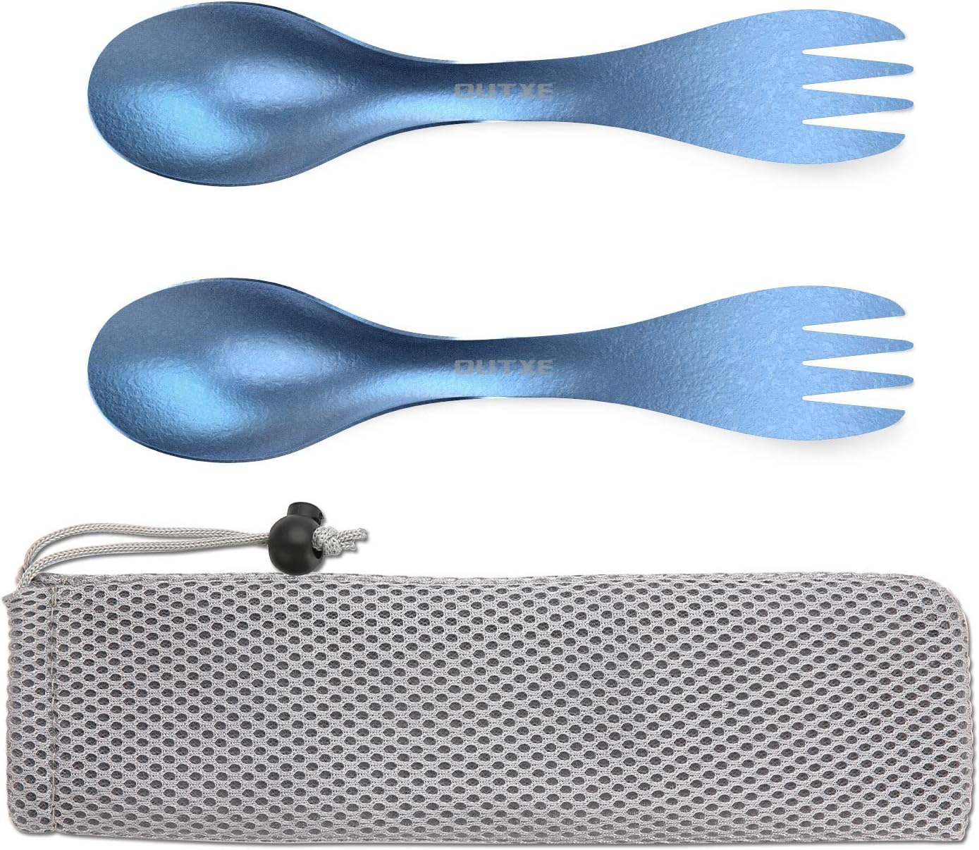 Tapirus 4 Blue Spork to Go Set Durable and BPA Free