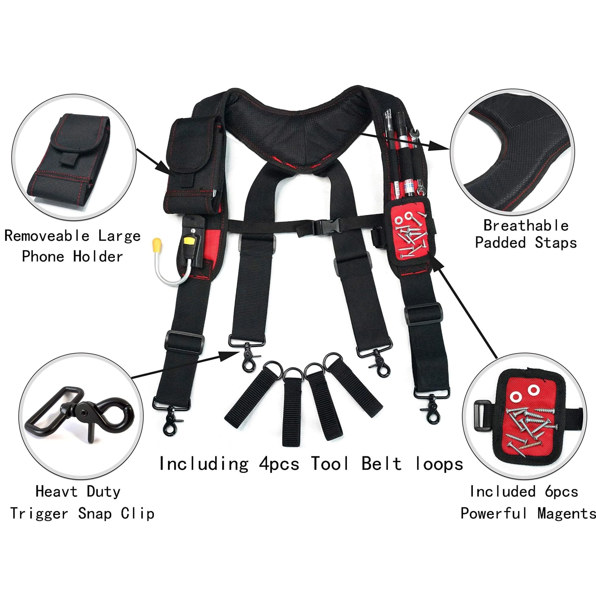 Werkzeuggürtel-Hosenträger | Magnetisches Armband for Framer Carpenter Electrician Tool Belt